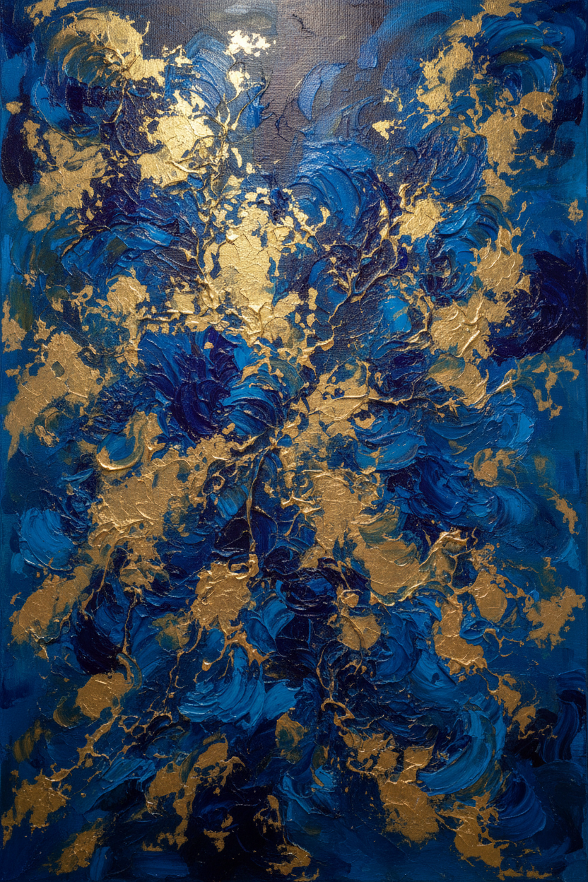 Abysses Dorées — Peinture abstraite huile sur toile