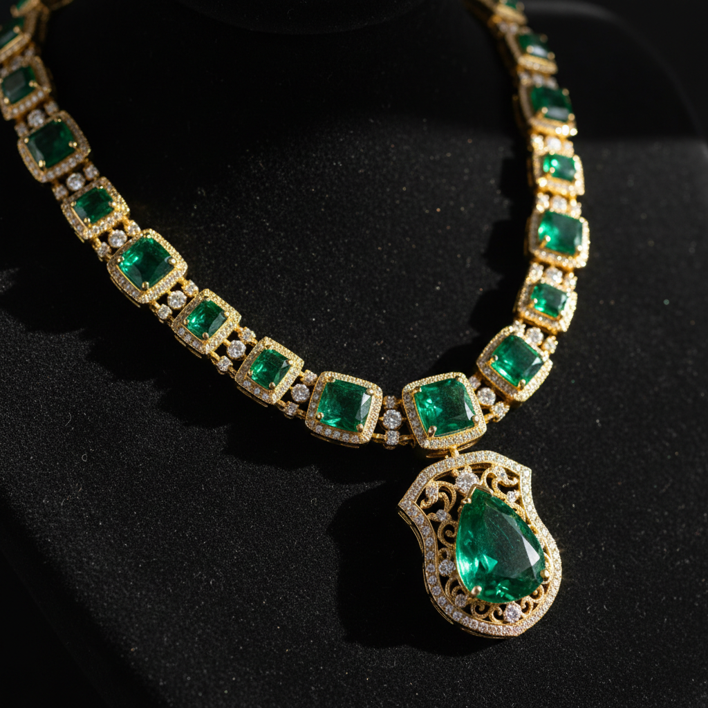 Collier Émeraude Impériale — Or jaune 18 carats émeraude colombienne
