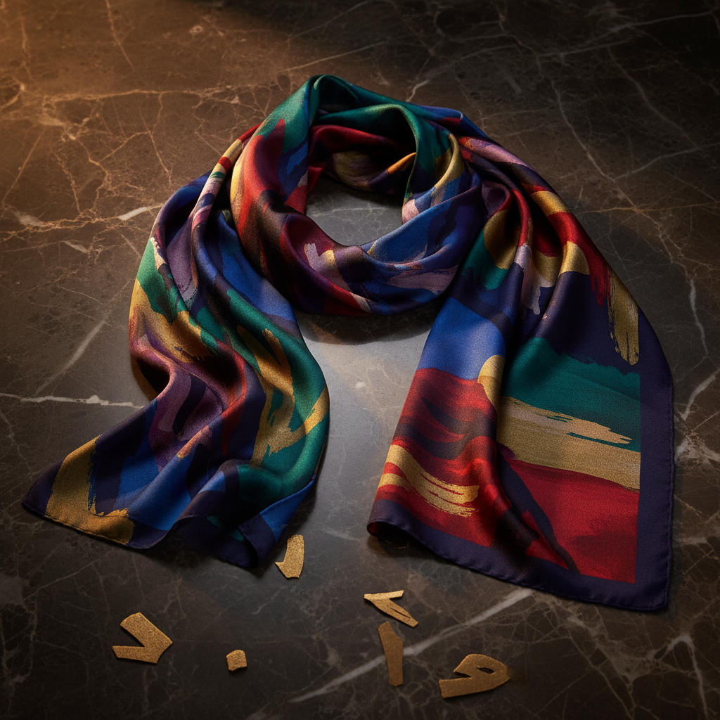 Foulard Soie Abstraite — Soie twill 90x90 impression abstraite