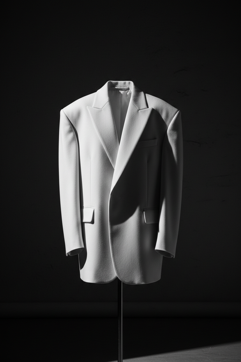 Veste Architecturale Ivoire — Laine vierge double face oversize
