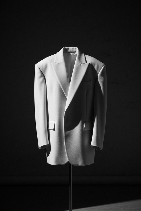 Veste Architecturale Ivoire — Laine vierge double face oversize