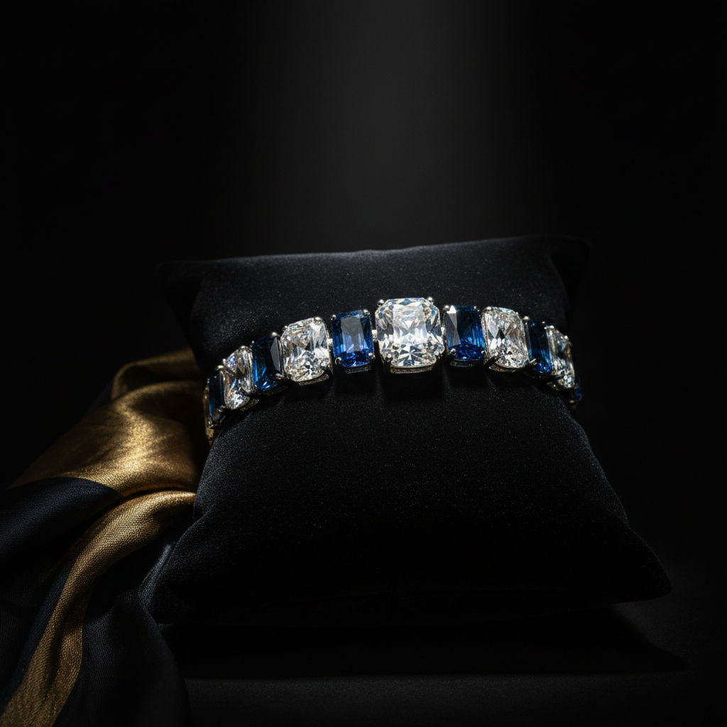 Bracelet Saphirs Célestes — Or blanc saphirs de Ceylan