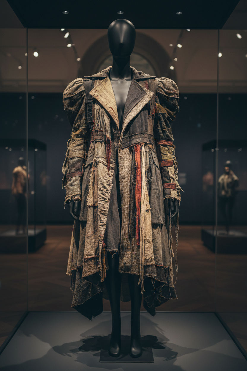 Manteau Archive Défilé — Pièce avant-gardiste laine bouillie noire